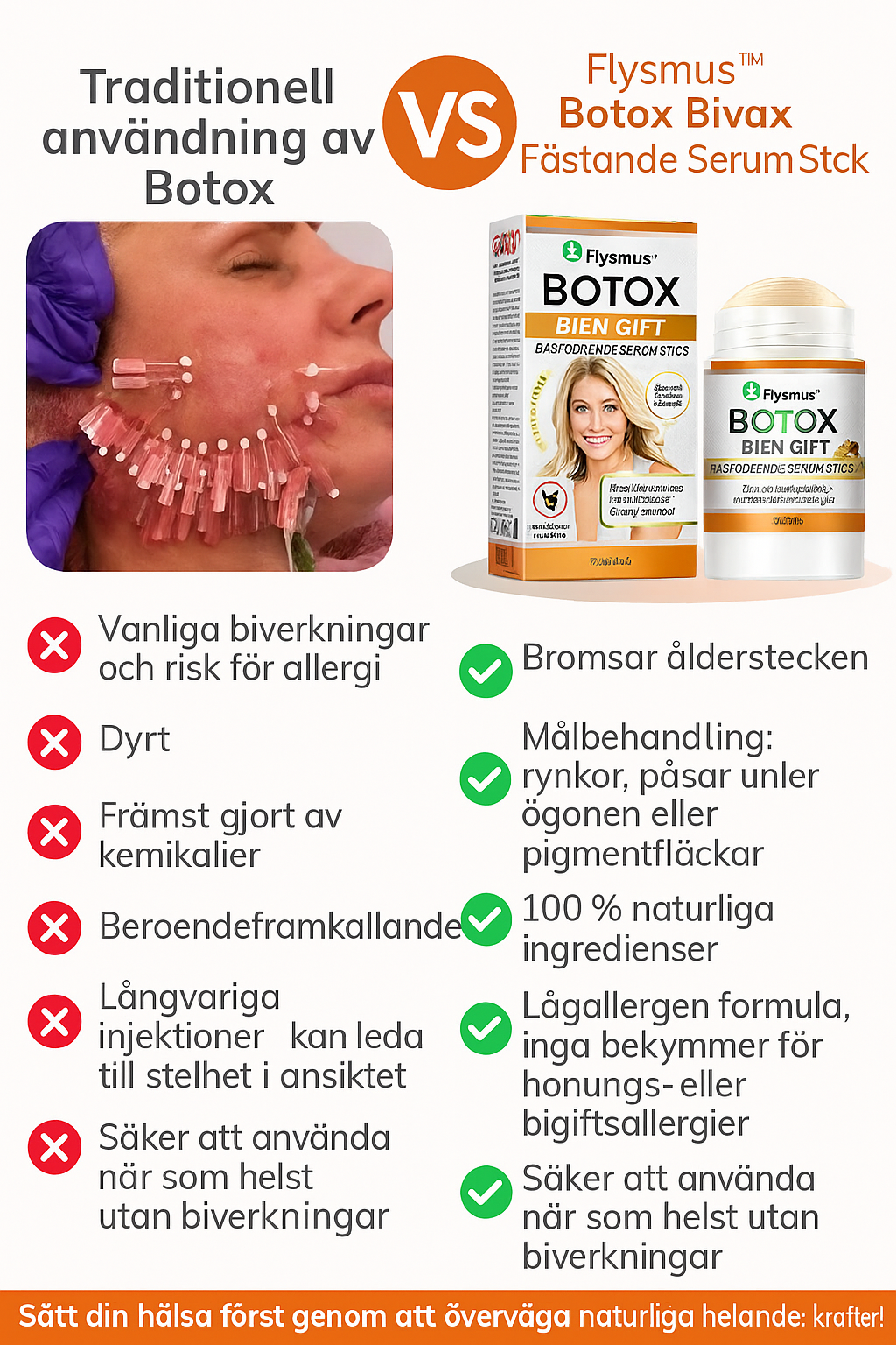 Tillverkad och skickad från Sverige – Flysmus™ Botox Bivengift Uppstramande Serumstick