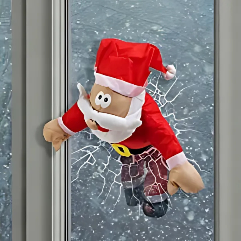 JollyCrash™ – Jultomten och renar som kraschar genom fönstret – dekoration